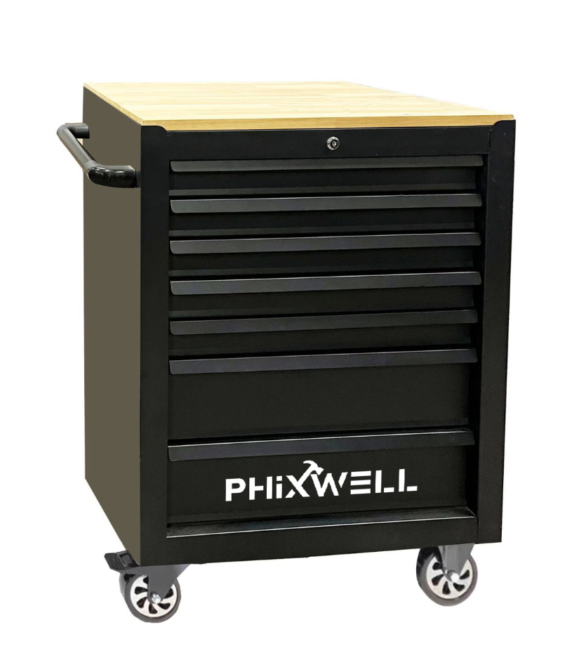 719506 PHIXWELL Dulap depozitare 7 sertare cu blat din lemn