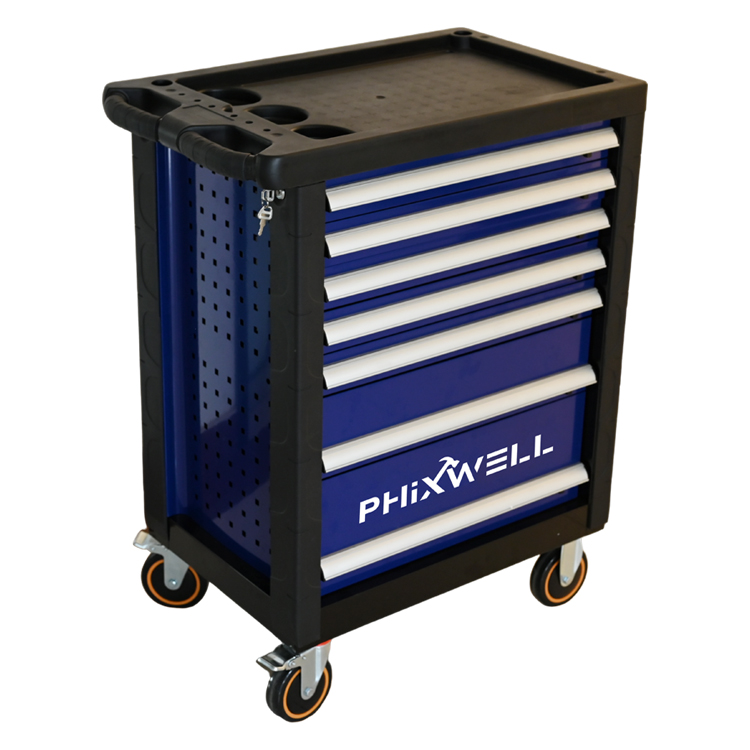 719511 Dulap pentru scule PHIXWELL cu 7 sertare cu protectoare de colț din plastic și plăci de acoperire