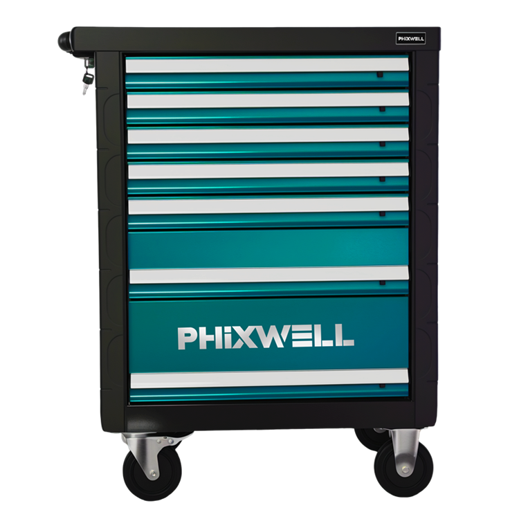 719511 Dulap pentru scule PHIXWELL cu 7 sertare cu protectoare de colț din plastic și plăci de acoperire