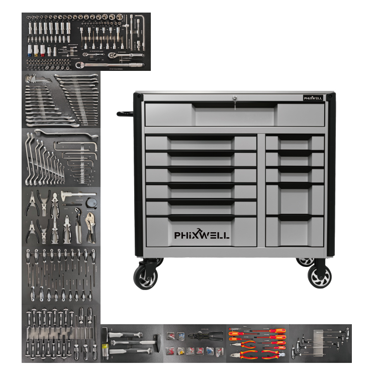 719517 NOU lansare PHIXWELL 12 sertare dulap de scule