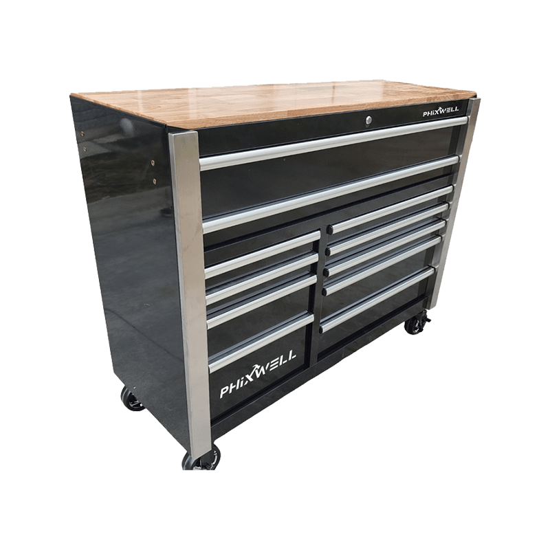 719520PHIXWELL Dulap de scule cu 11 sertare cu set de scule de 377 buc