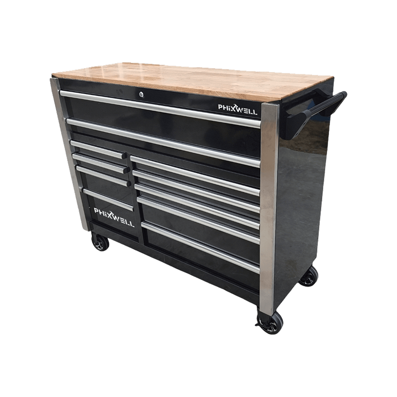 719520PHIXWELL Dulap de scule cu 11 sertare cu set de scule de 377 buc