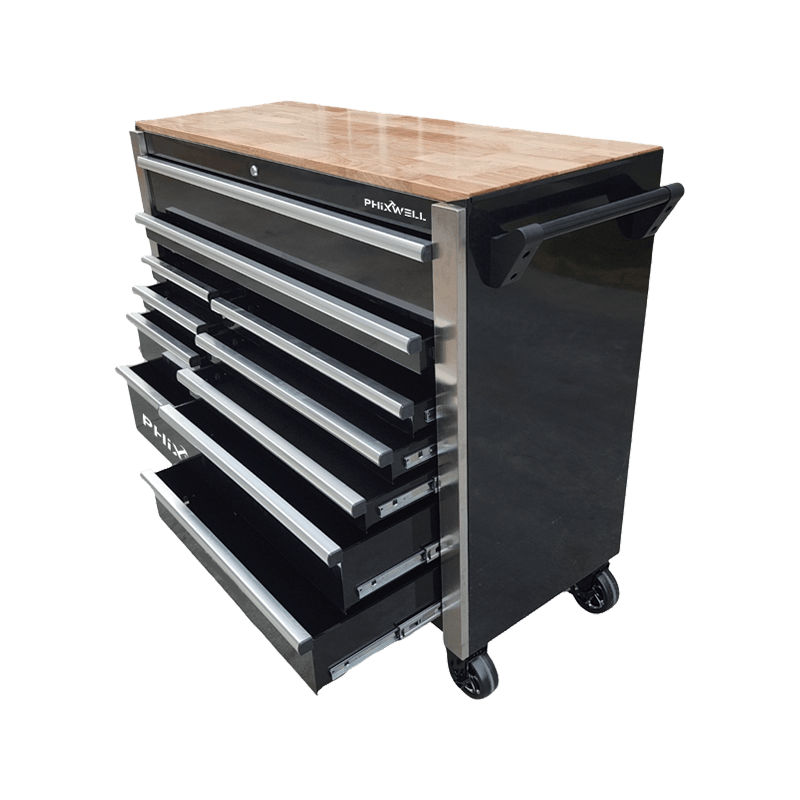 719520PHIXWELL Dulap de scule cu 11 sertare cu set de scule de 377 buc